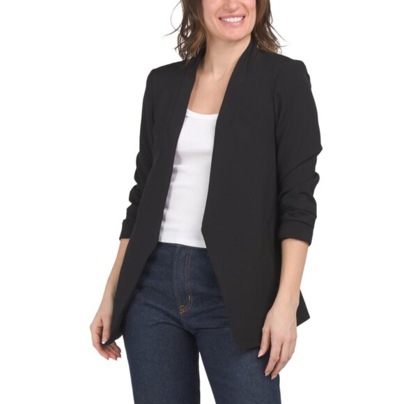 RACHEL ZOE Black Ruched Sleeve Blazer - Picture 1 of 2